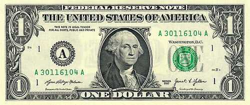 One United States Of America Physical One Dollar Bill Price ( $1.10 USD )